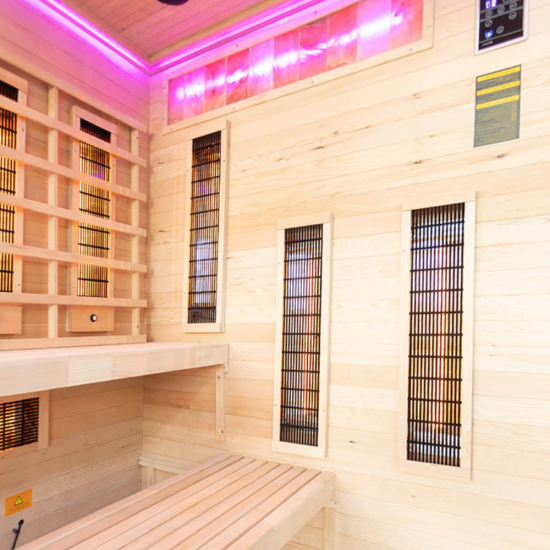 Infraraudonųjų spindulių pirtis su druskos akmenims AMO-EP4RS XL kairė 180x160x200 cm