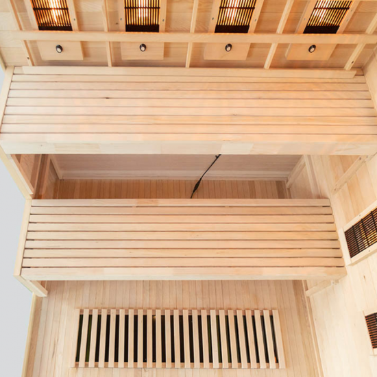 Infraraudonųjų spindulių pirtis su druskos akmenims AMO-EP4RS XL kairė 180x160x200 cm