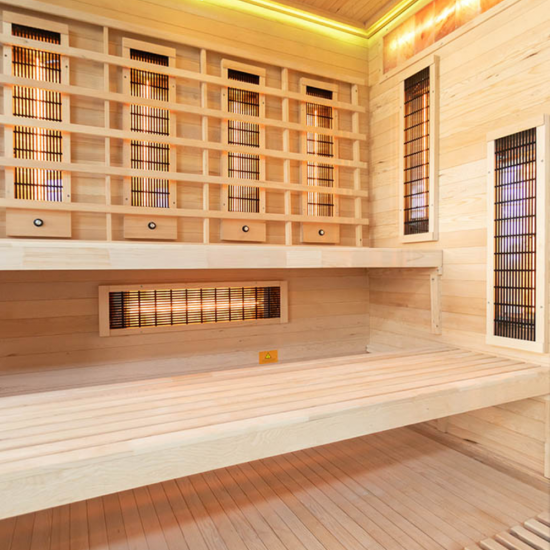 Infraraudonųjų spindulių pirtis su druskos akmenims AMO-EP4RS XL kairė 180x160x200 cm