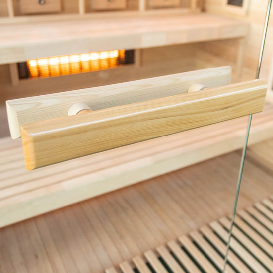 Infraraudonųjų spindulių pirtis su druskos akmenims AMO-EP4RS XL kairė 180x160x200 cm