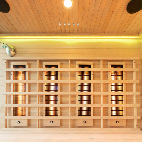 Infraraudonųjų spindulių pirtis su druskos akmenims AMO-EP4RS XL kairė 180x160x200 cm