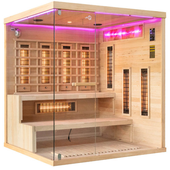 Infraraudonųjų spindulių pirtis su druskos akmenims AMO-EP4RS XL kairė 180x160x200 cm