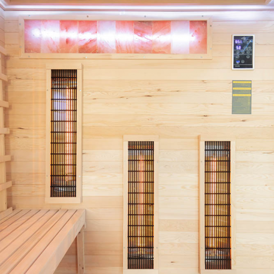 Infraraudonųjų spindulių pirtis su druskos akmenims AMO-EP4RS XL kairė 180x160x200 cm