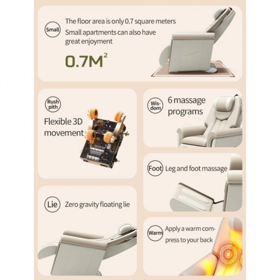 Masažinis krėslas JARE EasyRelax 999-9 – 4D Zero Gravity, Champagne Beige
