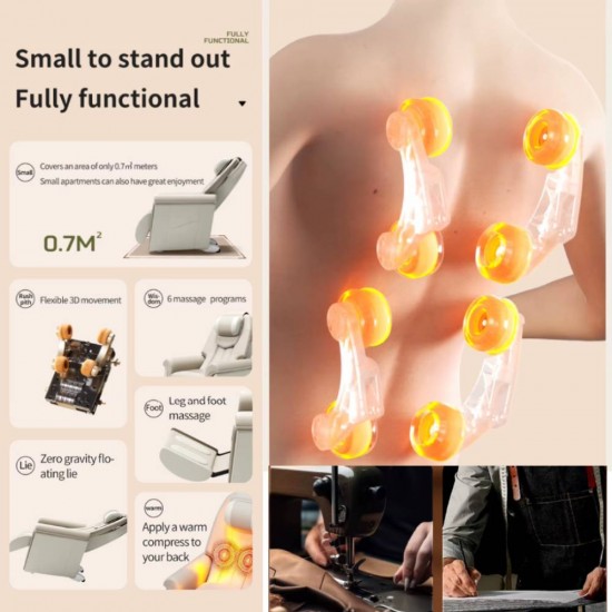 Masažinis krėslas JARE EasyRelax 999-9 – 4D Zero Gravity, Champagne Beige