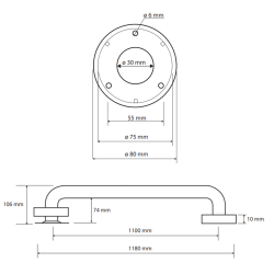 Laikiklis BEMETA Help 110 cm. Tesus, Baltas Su Tvirtinimo Apdaila