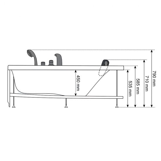 Masāžas vanna AMO-0205 Double Right 170x115cm