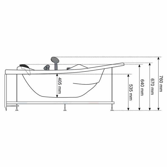 Masāžas vanna AMO-0632B Labā 150x150cm Dubultā