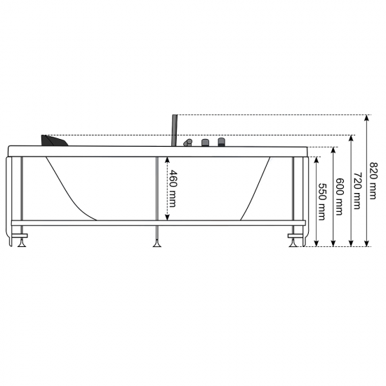 Masāžas vanna AMO-1007B Turbo 181x91 cm.