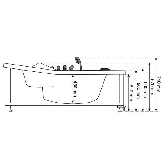 Masāžas vanna AMO-10632 Turbo White 152x152 cm.