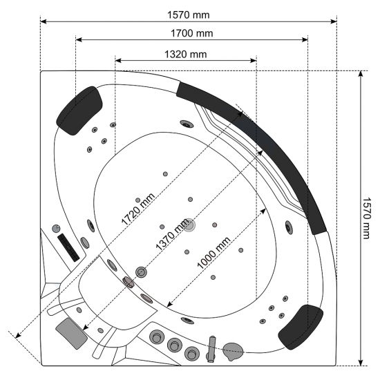 Masažinė Vonia AMO-10632 Balta 152x152 cm.