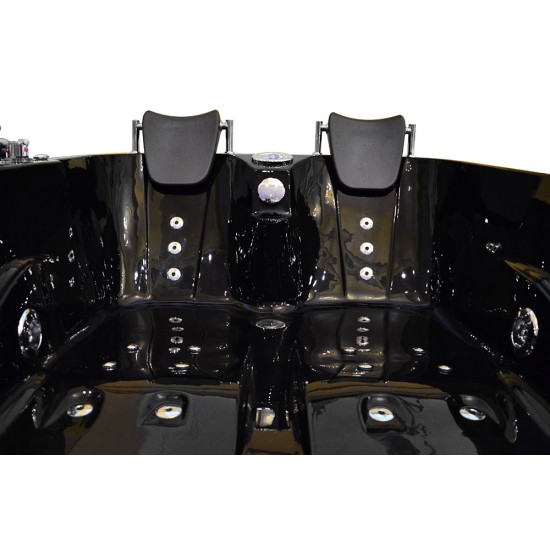 Masažinė Vonia AMO-1631B Dešinė Juoda Dvivietė 180x120 cm.