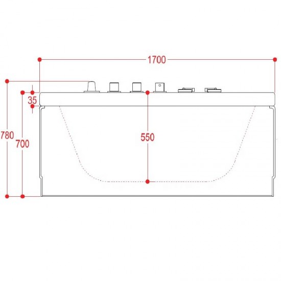 Masāžas vanna AMUE-004AR 170x120 cm. Divvietīgs numurs