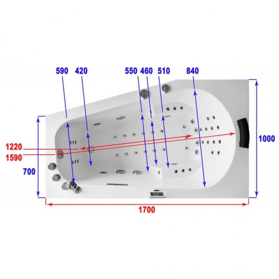 Masažinė Vonia AMUE-007AL 170x100 cm.