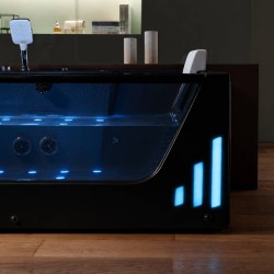 Masažinė vonia AMUE Bella su hidromasažu ir Bluetooth sistema, 170x80x60 cm Black