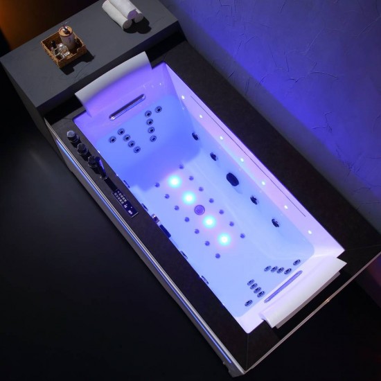 Masažinė vonia AMUE Marble Black, 180x100x73 cm