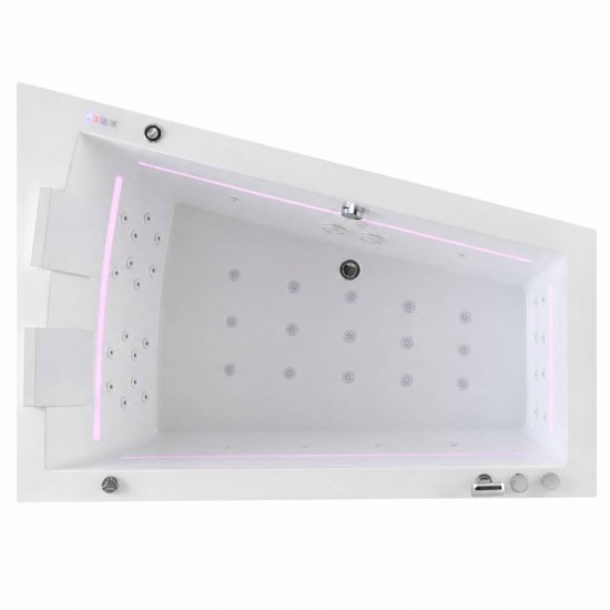 Masažinė vonia AMUE Titan su hidromasažu, oro masažo sistema ir LED apšvietimu, Left 180 × 130 × 63 cm