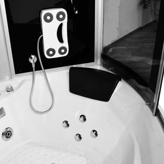 Masažinė Dušo Kabina AMO-08150 BLACK Su Masažine Vonia 150x150 cm.