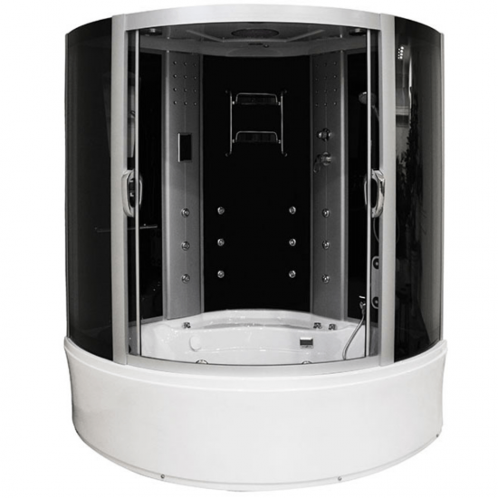 Masažinė Dušo Kabina AMO-08150S BLACK Su Masažine Vonia 150x150 cm.