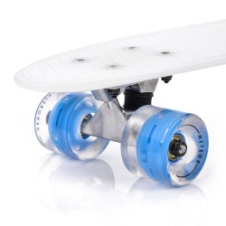 Plastic skateboard with illuminated wheels "METEOR", white