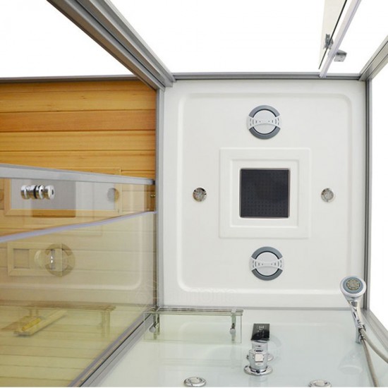 Sauna Su Hidromasažine Dušo Kabina AMO-1752W Kairė TRIO 180x110 cm.