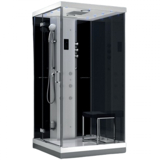 Garinė Dušo Kabina AMUE-H1000-21L Juoda 100x100x217 cm.