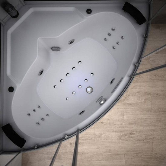 Steam Shower Cabin With Hydromassage AMUE-AF1414 Black 140x140