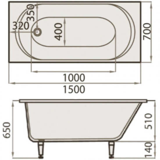 Akmens Masės Vonia SPN Camilla 150x70 cm.