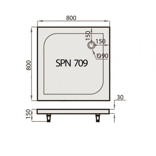 Akmens Masės Dušo Padėklas SPN P 709K 80x80 cm.