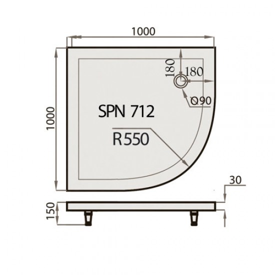 Akmens Masės Dušo Padėklas SPN P 712K 100x100 cm.