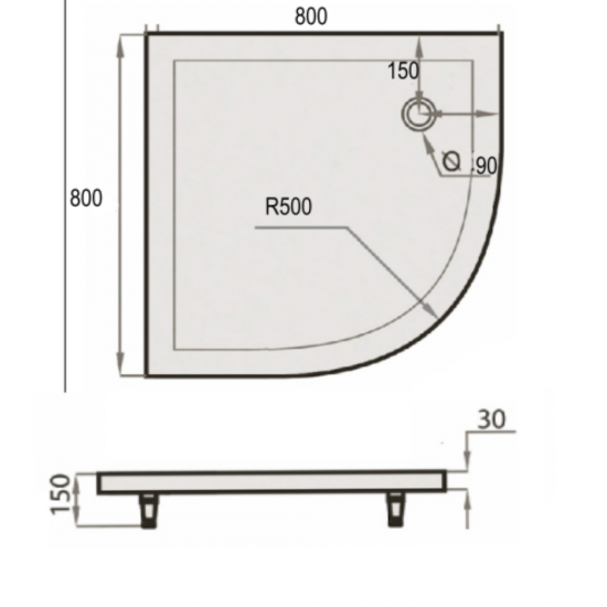 Akmens masės dušo padėklas SPN P 716K 80x80 cm.