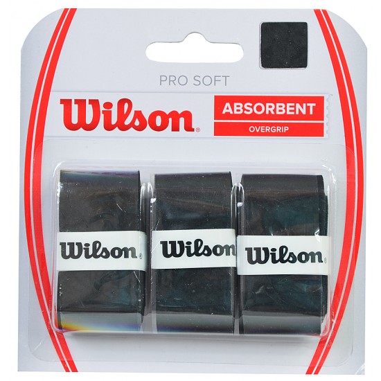 Teniso Raketės Apvija Wilson Pro Soft Absorbent Overgrip Juoda 3 vnt WRZ4040