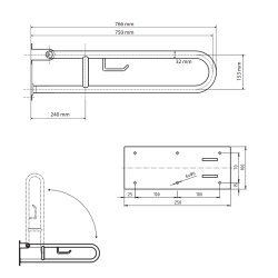 U Formos Atlenkiamas Laikiklis BEMETA Help 75cm. Su TP laikikliu Baltas