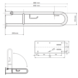 U Formos Atlenkiamas Laikiklis BEMETA Help 850 mm. Su TP laikikliu Baltas