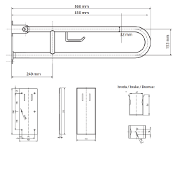 U Formos Atlenkiamas Laikiklis BEMETA Help 850 mm. Su TP laikikliu Baltas
