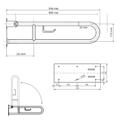 U Formos Atlenkiamas Laikiklis BEMETA Help 900 mm. Su TP laikikliu Baltas
