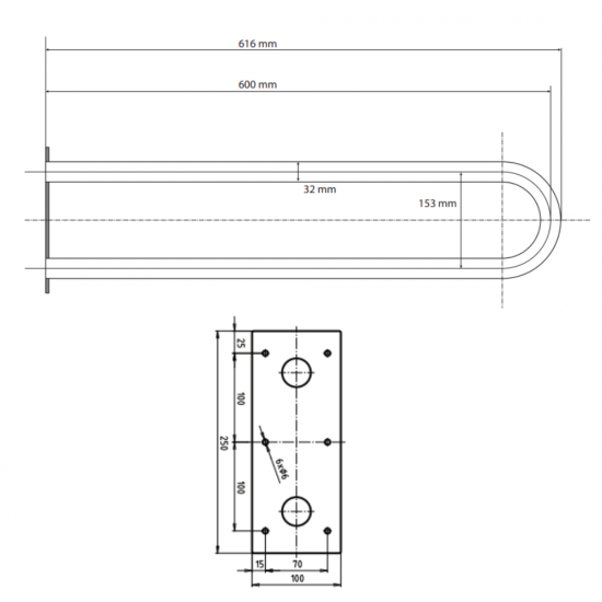 U Formos Atrama BEMETA Help 600 mm, Stacionari, Poliruotas Nerūdijantis Plienas