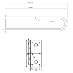 U Formos Atrama BEMETA Help 750 mm, Stacionari, Šlifuotas Nerūdijantis Plienas