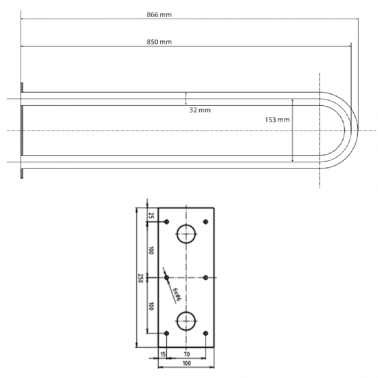 U Formos Atrama BEMETA Help 850 mm, Stacionari, Poliruotas Nerūdijantis Plienas