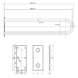 U Formos Atrama BEMETA Help 850 mm, Stacionari, Poliruotas Nerūdijantis Plienas
