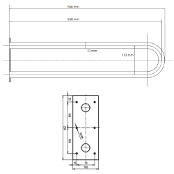 U Formos Atrama BEMETA Help 850 mm, Stacionari, Baltai Dažytas Plienas