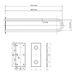 U Formos Atrama BEMETA Help 900 mm, Stacionari, Poliruotas Nerūdijantis Plienas