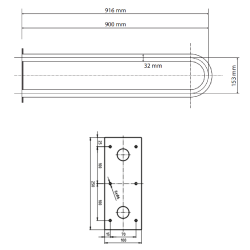 U Formos Atrama BEMETA Help 900 mm, Stacionari, Baltai Dažytas Plienas