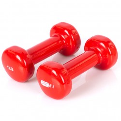 Viniliniai Hanteliai Profit 2x1 kg DK 4102, Raudoni