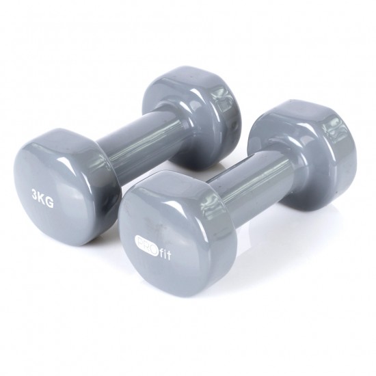 Viniliniai Hanteliai Profit  2x3kg DK 4102, Pilki