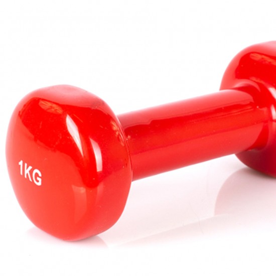 Viniliniai Hanteliai Profit 2x1 kg DK 4102, Raudoni