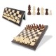 Medinis magnetinis šachmatų ir šaškių rinkinys 2 viename, 13″ – sulankstomas kelioninis stalo žaidimas
