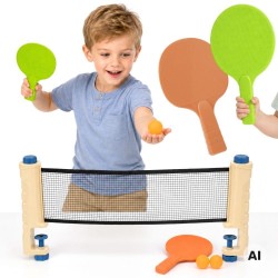 6 dalių stalo teniso (pingpongo) rinkinys su tinkleliu WOOPIE